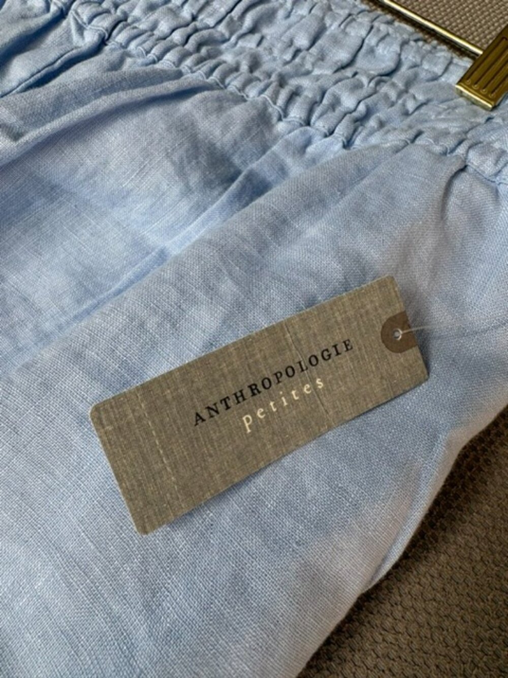 NWT Anthropologie Blue 100% Linen Pants with Pockets